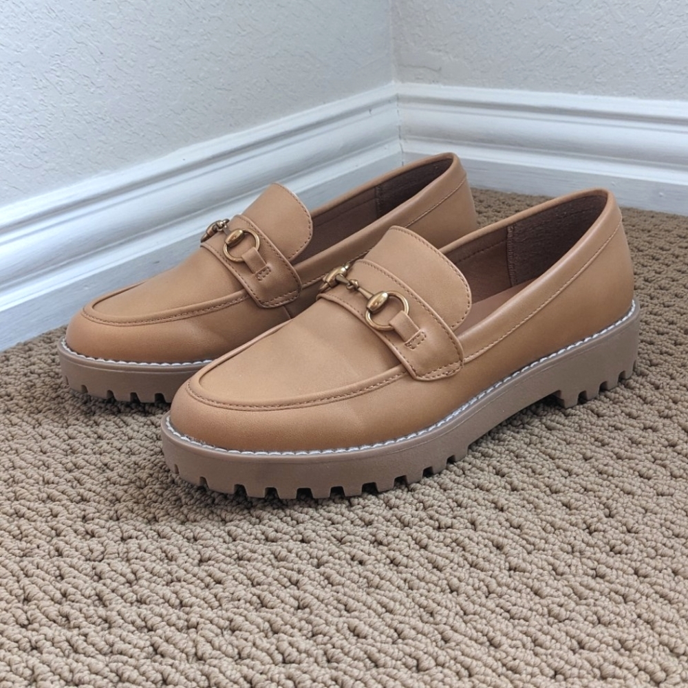 Tan Platform Loafers